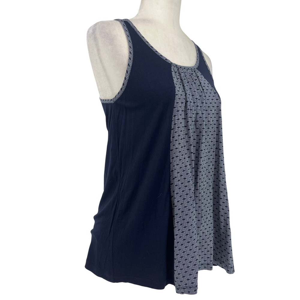 Cabi Tank Top Womens XS Navy Blue Excellent Mixed Media Strappy Keyhole 5202 - Picture 2 of 7